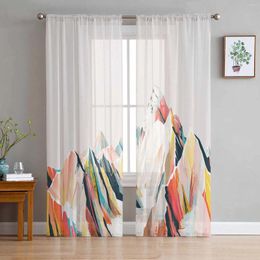 Curtain Abstract Snow Mountain Tulle Curtains For Living Room Bedroom Children Decor Sheer