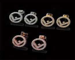 Asian Gold Jewellery Whole Hollow Ring Full Drill Stud Earrings Net Red Same Style Simple Diamond Earrings5290468