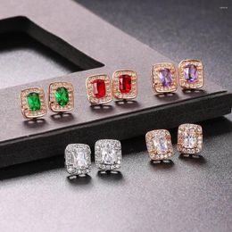 Stud Earrings MxGxFam Rose Gold Plated Square Zircon For Women Fashion Jewellery Cubic Zirconia