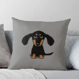 Pillow Longhaired Dachshund Black And Tan Puppy Dog Throw Decor Pillowcases Covers Sofa