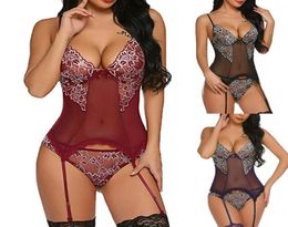 Women039s Sleepwear Sexy Lingerie Womens Lace Leotard Tops Jumpsuit Vneck Sleeveless Backless Bandage Stretch Bodysuit Underwe4657425