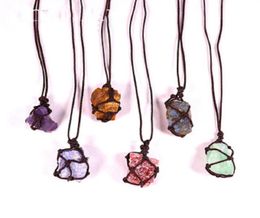 Love Gift Natural Crystal Quartz Reiki healing Chakra Gemstone Hand Woven Net Bag Rough Stone Large Particle Pendant Jewellery Energ8686539