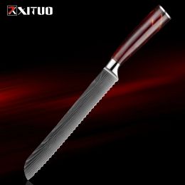 XITUO Serrated Bread Knife Stainless Steel Razor Sharp Wavy Edge Bread Cutter for Slicing Homemade Bagels, Cake 8 Inch Blade