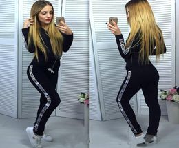 2019 Womens Casual Fashion Autumn Spring Long Sleeved Twopiece Jogger Set Ladies Fall Tracksuit Sweat Suits Five colours Size SX6661447