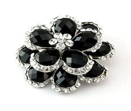 SILVER Colour CLEAR CRYSTAL and BLACK STONE FLOWER BOUQUET BROOCH PIN2438169