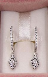 Andy Jewel Authentic 925 Sterling Silver Studs Square Sparkle Hoop Earrings Fits European Style Studs Jewellery 298503C013846539