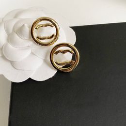 18K Gold Plated 925 Silver Luxury Brand Designers brass Letters Stud Earrings Classic Geometric Women Crystal Rhinestone copper Earring Wedding Party Jewerlry