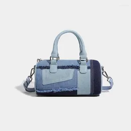 Shoulder Bags Women's Bag Summer 2024 Fashionable Personality Large-capacity One-shoulder Diagonal Denim Portable Bowling