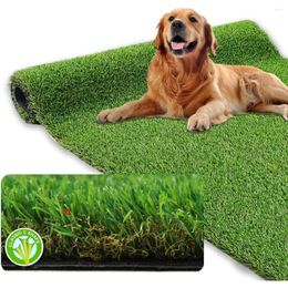 Decorative Flowers Thick Artificial Grass Rug Turf 7ft X 13ft -Outdoor/Indoor High Drainage Fake Mat For Patio Yard 1.38" Pile Height 4