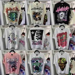 Hellstart Shirt Rappe Mens and Womens T-shirt Rapper Singer Wash Heavy Craft Couple Same Short Sleeve Top Street Retro Designer S-xl Hkxq