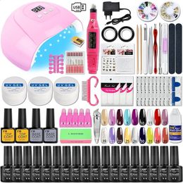 Nail gel polishing kit with nail lamp dryer ergonomic kit varnish semi permanent quick extension nail kit gel kit nail tool kit 240428