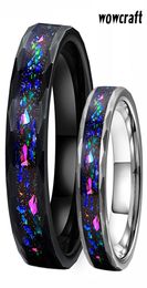 8mm Hammered Tungsten Carbide Rings for Men Women Wedding Bands Galaxy Crushed Opal inlay Brushed Finish Comfort Fit CX2007245081000