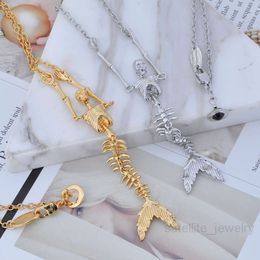 satellite Necklace Designer Necklace for Woman viviane viviennes westwood Luxury Jewelry Necklace High Quality West Empress Dowager Small Saturn Skull