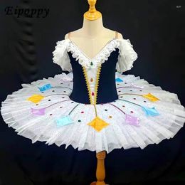 Stage Wear Professional Ballet Tutu Girls Harlequinade Pancake Ballerina Party Dress Adult Child Kids Dance Costume With Hoop