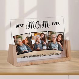 Frames Personalised Acrylic Picture Frame With Wooden Base Custom Mother's Day Gift Po For Mom Grandmother Desk Room Decor