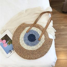 Bag 2024 Summer Round Straw Bags For Women Rattan Shoulder Handmade Woven Beach Female Message Handbag Totes