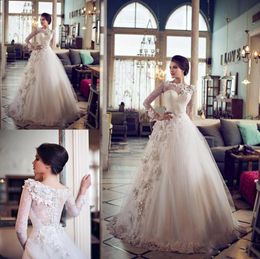 2019 Vintage Zipper Long Sleeve Wedding Dress Lace Custom Made Plus Size Greek Wedding Gowns With Sleeves Spring Bridal Dresses8809039