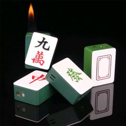 Creative Shape Mahjong Bright Flame Iatable Without Gas Lighter Red Dragon Green Title Lighter