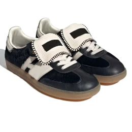 designer leopard print black vintage trainer low sneakers non-slip outsole fashionable classic men women casual shoes