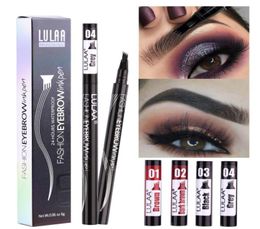 LULAA 4Color Liquid Eyebrow Pencil Enhancer Eyebrow Tattoo Pen Sketch Waterproof tint 4Head Longlasting Eye MakeupTSLM17962003