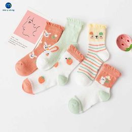Kids Socks 5 Pairs/Lot Infant Baby Socks For Girls Cotton Newborn Summer Mesh Toddler First Walkers Kids Baby Boys Accessories Miaoyoutong Y240504