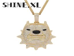 Hip Hop Rock Jewellery 18K Gold Plated Dog Pendant Necklace with Tennis Chain Rope Chain Mens Jewellery Gift270V7083210