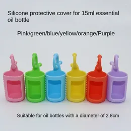 Storage Bottles 6PCS Silicone Essential Oil Bottle Protector Case With Hanging Rope Adjustable Anti Slip Carrying Roller Caps