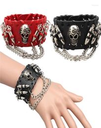 Bangle Fashion Gothic Punk Skull Metal Leather Bracelet Men Bracelets amp Bangles Male Arm Jewelry Red And Black 2022 Accessor T8324823