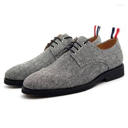 Casual Shoes High Top Canvas Ripple Handmade Lace Up Men Fashion Derby