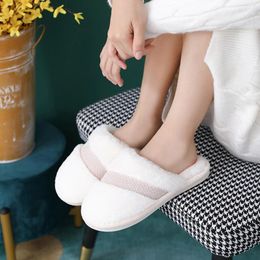 Slippers Patchwork Plush Home Cotton Warm Shoes Women Indoor Floor Non-slips For Bedroom House Woman
