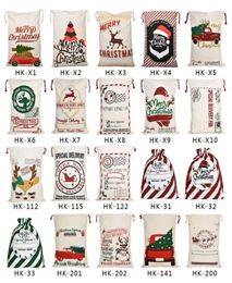 Christmas Decorations Sacks Gift Bags Large Organic Heavy Canvas Bag Santa Sack Drawstring Bag With Reindeers Santa Claus Party8808420