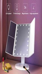 Makeup With Lights 1X 2X 3X Magnification Lighted Vanity Touch Control Trifold Dual Power Beauty Mirrors Portable2405068