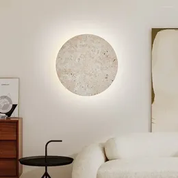 Wall Lamp Atmosphere Art Decor Natural Stone Round Bedside Dining Room Sconce Light 3000K Drop 28/30cm Free Combination