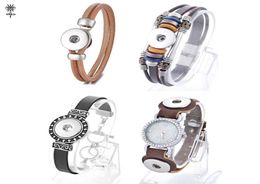 Whole 10pcslot Ginger Snap Jewelry Diy Interchangeable Leather Crystal Fashion Bracelet for Female 18mm Button Jewelry3117740