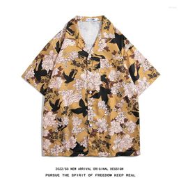 Men's Casual Shirts 2024 Summer Fashion Hawaiian Shirt Men Vintage Flower Printed Short Sleeve Floral Wild Tops B12