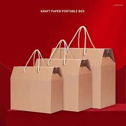 Gift Wrap 20Pcs/Lot Large Kraft Paper Box Portable Rope Folding Small Cookies Fruit Packaging Thank You Bags Bag With Handles