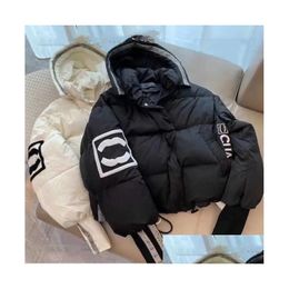 Mens Down Parkas Womans Designer Jacket Autumn And Winter Women Puffer Jackets Coat Embroidery C Lapel Hooded Zipper Casual Short Smal Dhjt7