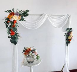 Decorative Flowers Wreaths 2pc Autumn Wedding Arch Backdrop Wall Decor Road Lead Artificial Row Welcome Sign Corner Pography Pro9544116