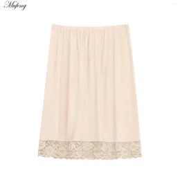 Women's Sleepwear Ladies Elastic Waist Half Skirt Petticoat 55cm Dress Female Milk Silk Lace Woman Versatile Party Underskirt