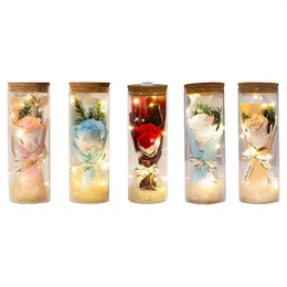 Decorative Flowers Rose Flower In Glass Night Light Craft Anniversary Preserved