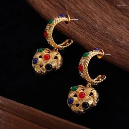 Hoop Earrings Gold Heart Drop In Vintage For Women Cute Inlaid Diamond Hypoallergenic Bohemia S925 Silver Pin