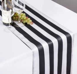 Satin Table Runners White And Black Tablecloth for el Table Decoration Wedding Party Reception2875665