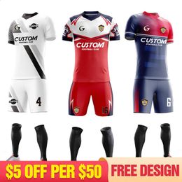 Custom Sublimation Printing Football Jersey Polyester Soccer Uniform Club Team Football Uniform Breathable Soccer Jeysey For Men 240426