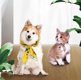 Dog Apparel Pet Cooling Ice Scarf For Dogs And Cats Physical Anti-heatstroke Summer Bandana Cat Bib Silk Cotton Belt Towel Supplies
