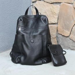 School Bags Women Genuine Leather Backpack Anti Theft Big Design Backpacks High Quality Travel With Purse