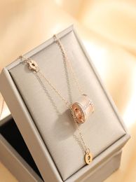 Luxury Design 18K Gold Cylindrical Pendant Necklace with Tassel Stainless Steel Jewellery for Women8382879