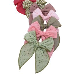 dresses Fable Bow Hair Clips for Baby Girls Women Hemmed Hairbow Large Tails Embroidered Hair Bows Accessories Hairgrips