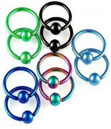 wholes 100pcslot mix 7 Colours 16G stainless steel body Jewellery CBR ring eyebrow banana bar nose rings9573187