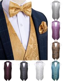 Men039s Wedding Jacquard Waistcoat vest Paisley Classic Party Vest Pocket Square Tie For Suit Tuxedo DiBanGu12104234