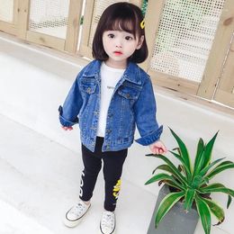 Jackets Girls' Denim Jacket Korean Version Loose Fitting Children's Spring And Autumn Clothing 2024 Baby Top Styli